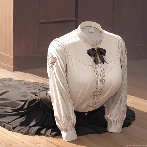 Hilda Valentine Goneril, white blouse, black skirt, Garreg Mach uniform, masterpiece, all fours on floor, in university, (invisible:1.5, no humans:1.5, headless:1.5, faceless:1.5), cute big huge breasts, detailed cloth texture, extremely details, close-up ...