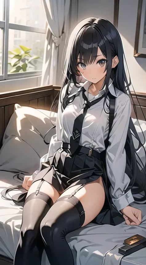 Suspender Gun Holster Long Hair Japanese Women Skirt Handcuffs Knee High Garter Belt Long Socks Garter Belt Anime Girl Back Hand Cuff
