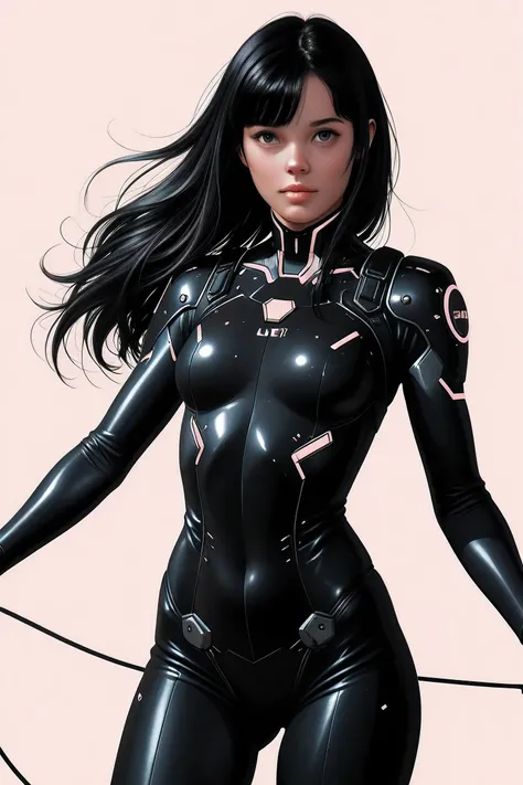 (masterpeace), high quality, (whole body:1.5),((Line Art: 1.5)), ((sci-fi comic style)), ((monochrome)), simple background, action scene, europian comic, single shot, syntheticbreed,
BREAK
A young girl wearing a black bodysuit, ((tactical helmet)), (cyberp...