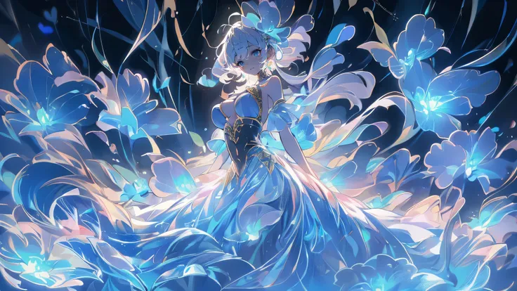(masterpiece、top quality:1.6)、Professional Quality、very detailed CG、complicated、high definition、super fine illustration、8K、Super Detailed、rich contrast、Extremely Detailed Skin、very detailed body、solo、、（Elf:1.2）、（brown skin:1.3）、big boobs、holographic off-sh...