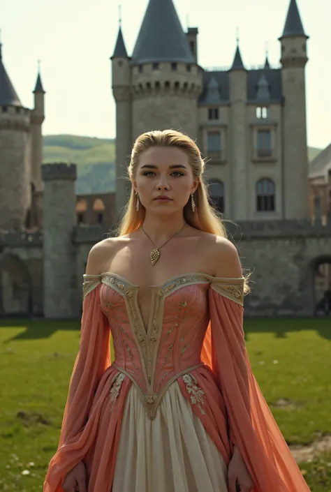 (RAW Photo, Best Quality), (Realistic, Photo Realistic: 1.3), Best Quality, Highly Detailed, Masterpiece, Hyperdetail, Realistic photo shot, realistic photo of a princess , makeup, , hair , (( dress , )), medieval, castle , (((full body))),...