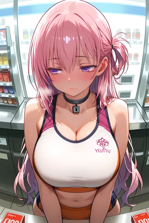 masterpiece, best quality, 1 girl, pink long hair, side hair tied back, yjhonami, (ichinose_honami_(youjitsu)), youkoso_jitsuryoku_shijou_shugi_no_kyoushitsu_e, solo, very long hair, perfect eyes, purple eyes, perfect face, large breast, gorgeous body shap...