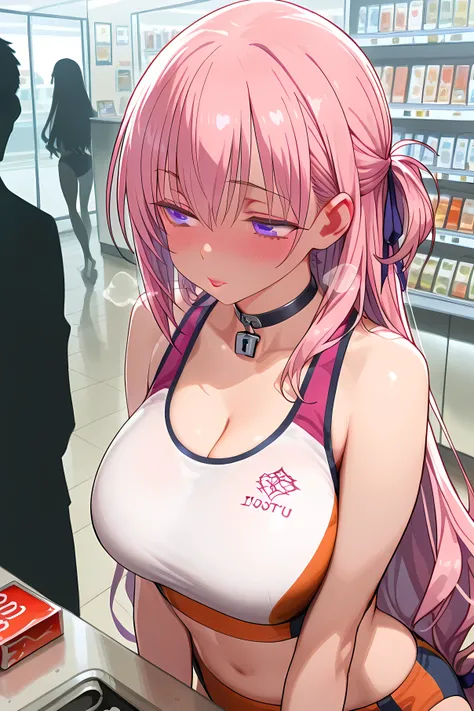 masterpiece, best quality, 1 girl, pink long hair, side hair tied back, yjhonami, (ichinose_honami_(youjitsu)), youkoso_jitsuryoku_shijou_shugi_no_kyoushitsu_e, solo, very long hair, perfect eyes, purple eyes, perfect face, large breast, gorgeous body shap...