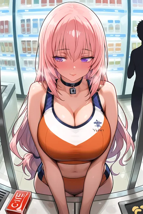 masterpiece, best quality, 1 girl, pink long hair, side hair tied back, yjhonami, (ichinose_honami_(youjitsu)), youkoso_jitsuryoku_shijou_shugi_no_kyoushitsu_e, solo, very long hair, perfect eyes, purple eyes, perfect face, large breast, gorgeous body shap...