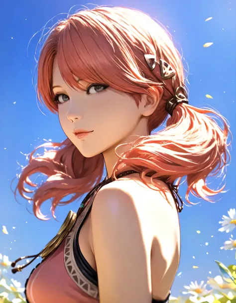 1girl, oerba dia vanille, fire emblem, year 2019, upper body, Fire Emblem Echoes, What Lies at the End, blue sky, masterpiece, high score, great score, absurdres, 16k, Ultra detailed, (photorealistic : 0.5)