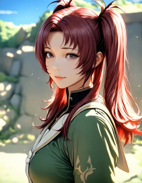1girl, meyrin hawke, fire emblem, year 2019, upper body, Fire Emblem Echoes, What Lies at the End, blue sky, masterpiece, high score, great score, absurdres, 16k, Ultra detailed, (photorealistic : 0.5)