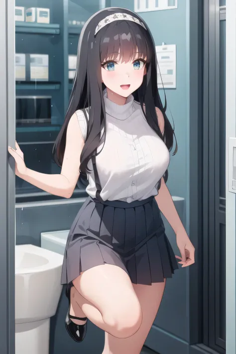 I definitely need a face with full color CG,long black hair，white hair band，，pleated miniskirtミニスカート，accurate hand and foot expressions，my nipples are sharp、、Get wet in the rain, It becomes transparent  ,depicting a smiling adorable woman bathing in the wo...