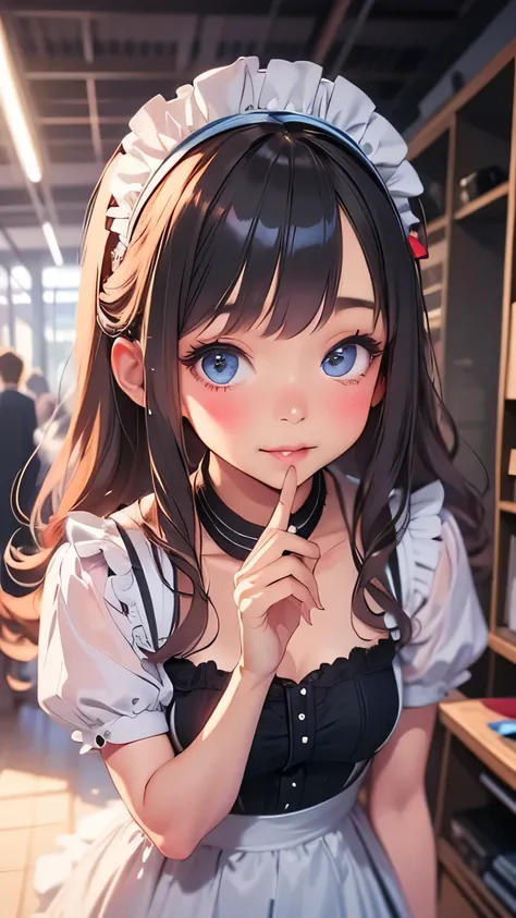 very detailed CG Unity 8K 壁紙),(masterpiece), (top quality), (very detailed), (ベストイラストで),(  best shadow  ), 　maid cafe　hand that takes your gaze away slightly　col or ful