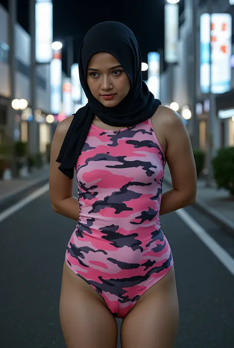 (KIMONO COAT CLOSING ALL FINGERS ), Disappointed facial expression, Front posing, Wearing Scarf neck tie, Front posing, SUPER SKINNY, (Thighs and calves huge muscles), (((MOODY FACE EXPRESSION))), "Wearing Hijab perfectly",  wearing Scoop Neck Sleeveless n...