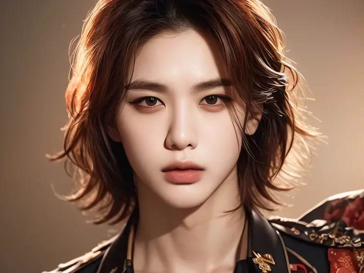 Manwha realistic , male,,20 year old man, whiteเหมือนหยก, very handsome, Chinese Series Stars, white, handsome face, super slim, หน้าคนclear, Arrogant Glitter, Short hair, Mad Mafia, red hair, messy classic hair-style, side hair style, I'm up , red hair, V...
