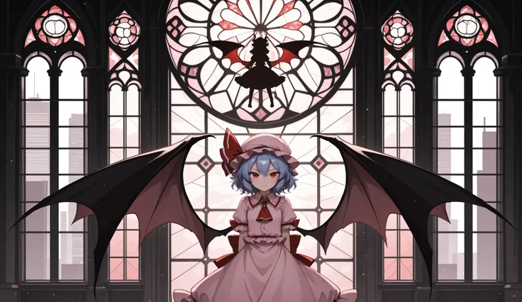 Touhou, Remilia Scarlet, Sorasaki Hina, skyscraper stained glass windows