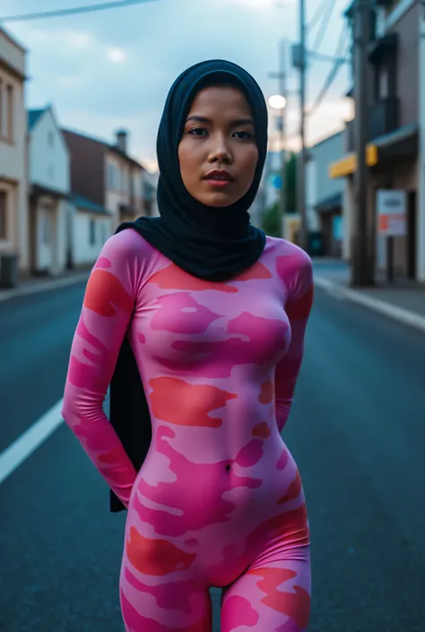 Saya sayang awak front posing, (KIMONO COAT CLOSING ALL FINGERS ), Disappointed facial expression, Front posing, Wearing Scarf neck tie, Front posing, SUPER SKINNY, (Thighs and calves huge muscles), (((MOODY FACE EXPRESSION))), "Wearing Hijab perfectly",  ...