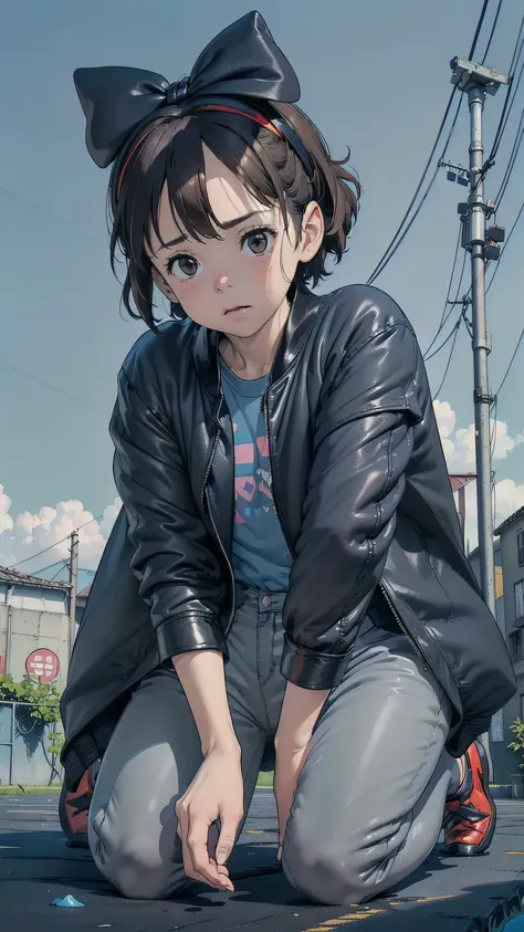 ((top quality, ultra-detailed, high resolution, extremely detailed CG, unity 8k wallpaper, by famous artist, perfect anatomy, super detailed skin, cinematic lighting, UHD, retina, anatomically correct, 1080P)), (Please draw a single one sad girl kneeling w...