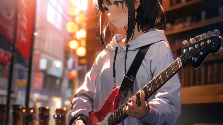 Highest Quality, greatest masterpiece, Female 1, (((solo))), bust up pictures with wine in hand, female in her 20s, drum set, play drums, dark eyes, black hair, short hair crossing the camera, wearing a black t-shirt, Moe art style, 8k,