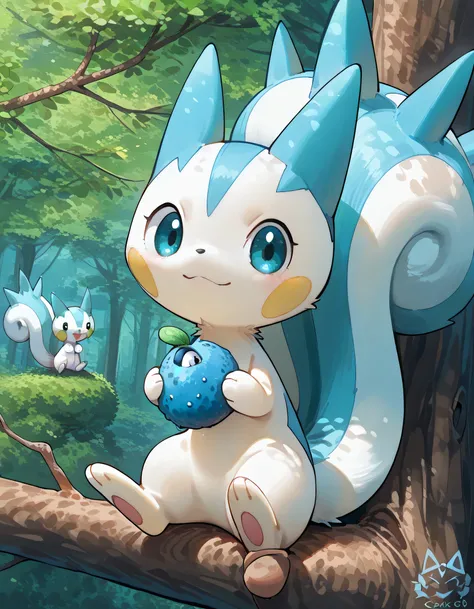 score_9, score_8_up, score_7_up, score_6_up,looking at viewer, pachirisu(pokemon), feral, rating_safe, beautiful, outstanding, detailed, ultradetailed, a photograph of pachirisu sitting, on a branch,(holding Oran Berry), in a tree, in the park