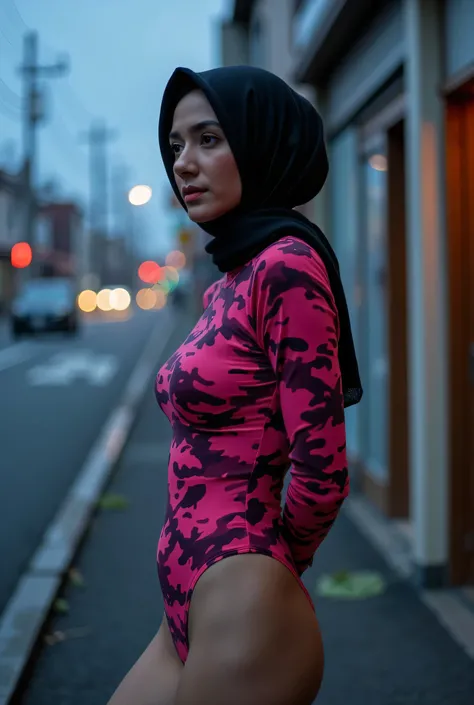 (KIMONO COAT CLOSING ALL FINGERS ), Disappointed facial expression, Front posing, Wearing Scarf neck tie, Front posing, SUPER SKINNY, (Thighs and calves huge muscles), (((MOODY FACE EXPRESSION))), "Wearing Hijab perfectly",  wearing Scoop Neck Sleeveless n...