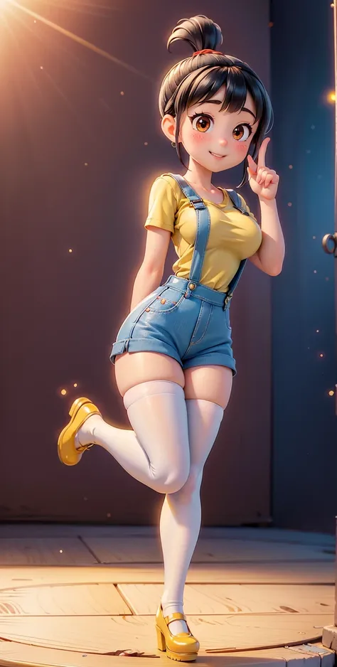 Full body shot, full shot,(best quality:1.4),(shiny skin), body focus, (cute face), (((best quality))), illustration, ((Beautiful Finger)), , Beautiful body, Beautiful character design, ,perfect lighting, Colorful, Bright_Front_face_Lighting, ultra high re...