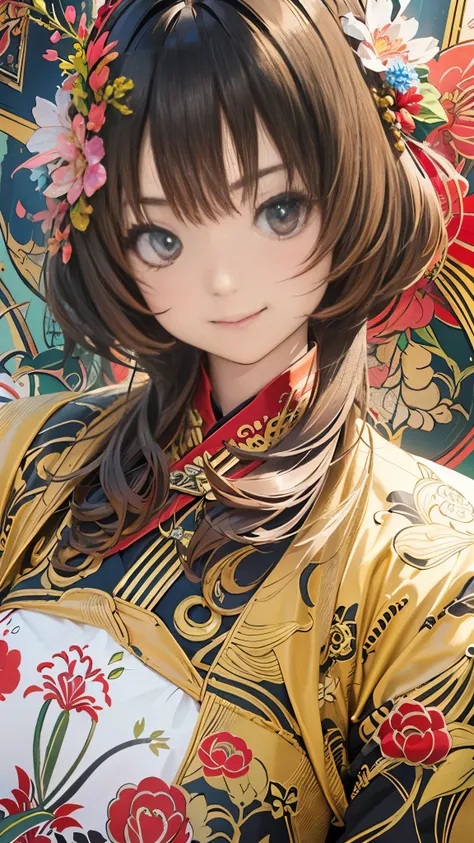 OFFICIAL ART, Wallpaper, very detailed, (((very detailedな目と顔))), Shut Up., masterpiece, top quality, realistic portrait, (zentangle, Mandala, Tangle, intertwining), Complicated clothes, very detailed, Dynamic Angle, Most Beautiful Shapes of Chaos , elegan...