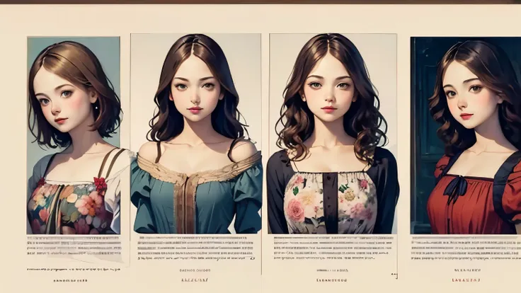 394 ((young woman)),(short hair),(Neat hair),(floral dress),(Leonardo da Vinci style paintings)