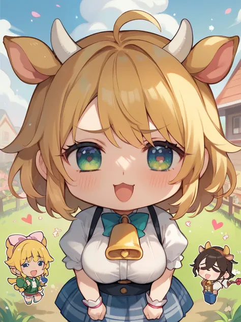 score_9, score_8_ up, score_7_ up, score_6_ up, Anime，nsfw， uncensored ，( chibi:1.6)，Dairy cow 、I've turned into a cow，my breasts are so swollen、saggy breasts，cowbell，I can't show you，Pretty Cure Style，glitter，depth of subject，glitter，