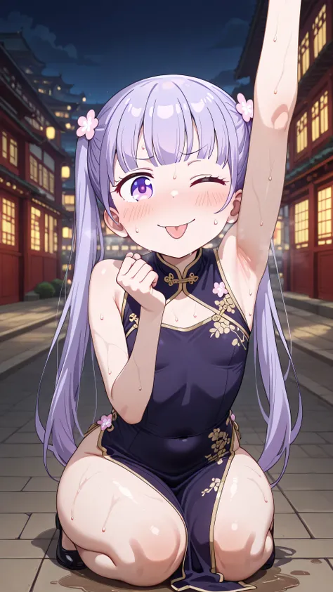 (beautiful girl: 1.3),1girl,(Highly detailed white Chinese dress),Highest quality,8k,Highly detailed CG unit wallpaper,masterpiece,top-quality,RAW Photos,real texture skin,Cinema Lighting,Embarrassing,blush, vapor,Wet,Sweat,Moist eyes,weak,Huge buildings,m...