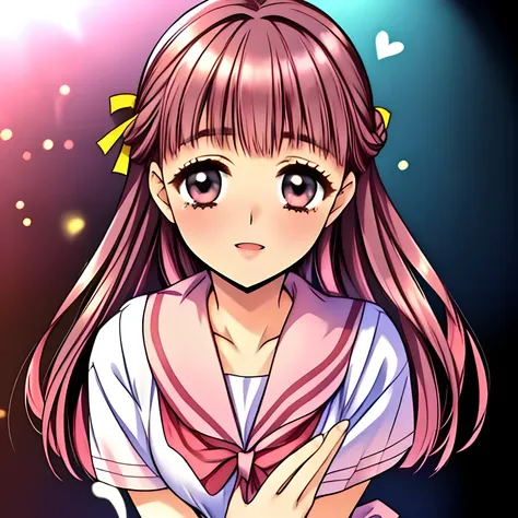 (highest quality, masterpiece:1.5), highest quality, High resolution, 1080p, 8K, (Too beautiful, purest neatest Sakuragi mai, Girl's love-story comic heroine, ((Too much beloved)) noble grown beautiful beautiful lady with detailed is in a darkness, control...