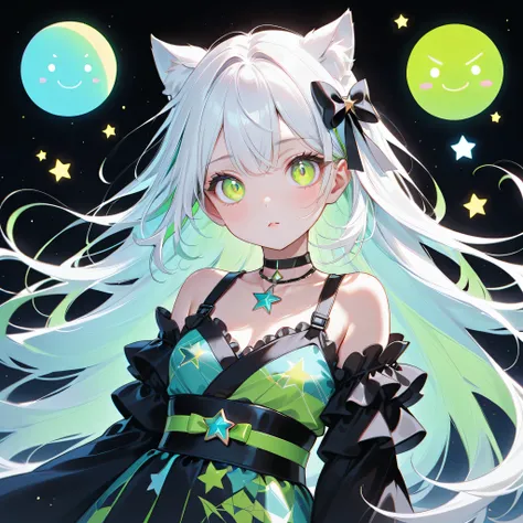 best details、top quality、highest masterpiece、Character Design Sheet、front、Diamonds、Please wear a cute young, (big eyes), best details, cute face, playful expression, Beautiful appearance,through bangs, ((Shiny milky white to light blue gradient hair)) ,Att...