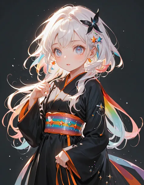 best details、 1 ,,Blink, ( hair color is milky white、The tips of the hair are blue)、 The cutest in the world ,please wear a colorful and cute gothic kimono costume , Star Fairy ,please wear a colorful and cute gothic kimono costume with little fa...