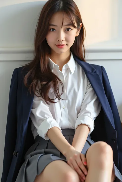 (Realistic:1.3, Photo-realistic:1.5, RAW photo, model photo), Magazine cover photo, she is Japanese high-school student, The perfect figure that everyone aspires to, symmetrical eyes, Light Brown eyes, Double eyelids, Thin eyebrows, Thin lips, Glossy lips,...