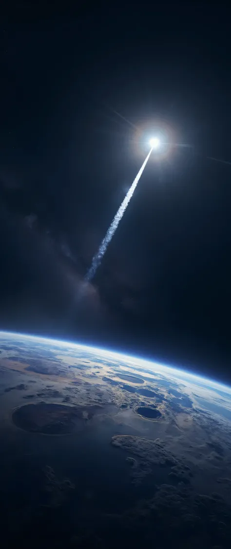 最High Quality、High Quality、Spaceship SpaceX Rocket Crossing the Moon、Night Sky High Definition 8k Wallpaper、View of Earth's Atmosphere in Outer Space、Star and Moon Details、Photorealistic Orientation y、Highly Detailed Atmospheric Scenery、complicated、high de...