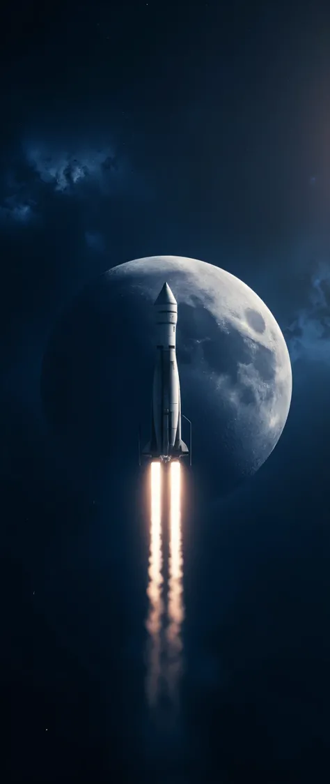 最High Quality、High Quality、Spaceship SpaceX Rocket Crossing the Moon、Night Sky High Definition 8k Wallpaper、View of Earth's Atmosphere in Outer Space、Star and Moon Details、Photorealistic Orientation y、Highly Detailed Atmospheric Scenery、complicated、high de...