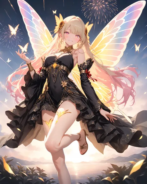 Quality:
(high score), (masterpiece, detailed:1.2), (ultra-detailed), (super-resolution),
Art Style:
(photorealistic):1.4, (2.5D):1.5, (warm cinematic lighting):1.5, (volumetric light rays):1.4, (vibrant sunset to night palette):1.3, (ethereal atmosphere):...