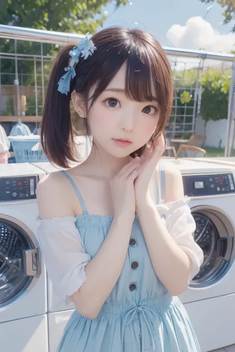8k, raw photo, best quality, hires, realistic, photorealistic, extremely detailed 8k wallpaper, beautifully detailed eyes, finely detailed face,
 break 
rim lighting to cleavage, bokeh,
 break 
perfectly anatomically correct:1.2,
 break 
blue sky, coastal ...