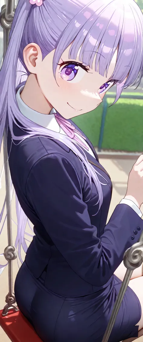 (beautiful girl: 1.3),Highest quality,8k,Highly detailed CG unit wallpaper,masterpiece:1.2,top-quality,Ultra-high resolution,RAW Photos,real texture skin,(office),beautifully shaped butt,1girl,solo,Aoba SUZUKAZE,purple hair, long hair, small breasts,smile,...