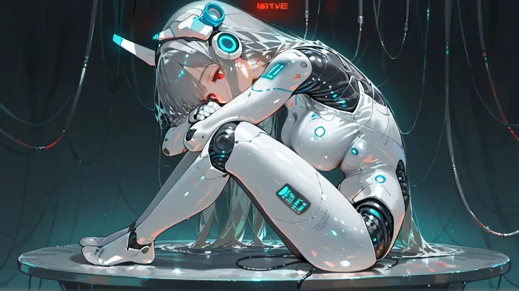 Cyberware, cybernetic lines, exposed mechanics, cable,cyborg, mechanical parts, robot joints,,nsfw, female head,long hair,cyborg style,cyborg,JK, soft large breast,master piece,best quality,ultra detailed,ultra hires,8k,beautiful detailed face,beautiful de...