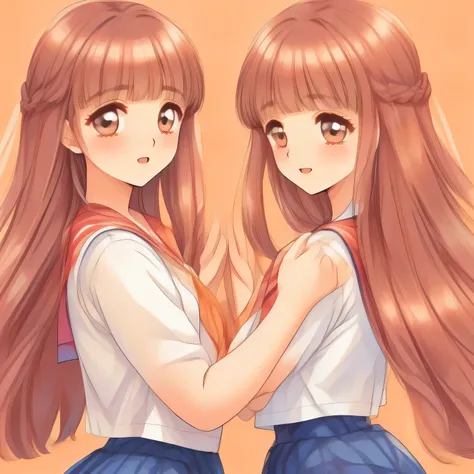 (highest quality, masterpiece:1.5), highest quality, High resolution, 1080p, 8K, (Too beautiful, neatest (beautifully grown) Tomoyo Daidoji and Mai Sakuragi, Girl's love-story comic heroine, ((Too much beloved)) noble grown beautiful beautiful lady with de...