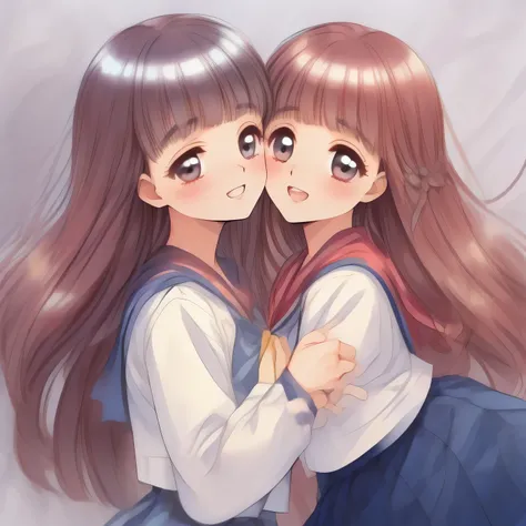 (highest quality, masterpiece:1.5), highest quality, High resolution, 1080p, 8K, (Too beautiful, neatest ((beautifully grown and Evolved with grace)) Tomoyo Daidoji and Mai Sakuragi, Girl's love-story comic heroine, ((Too much beloved)) noble grown beautif...