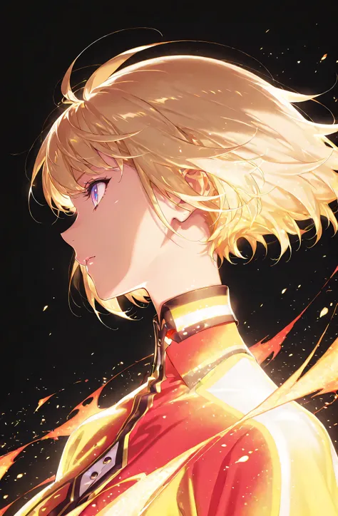 (( 1 girl)), symphogia、Hae-In-Cha、high quality DVD、high image quality、beautiful eyes、black background,colorful, vibrant, Shining Contours ,neon,Official Art、profile,viewer, masterpiece, Extremely Aesthetic、battle pose、Animation with movement、Light powder、n...