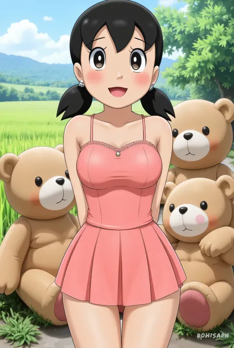 Visible female panties, front posing, ("Facial expression in Happy big Orgasm"), Both hands lying behind the back, (photorealistic:1.6) ((Indonesian hijab)), background rice paddy. daytime atmosphere, (((please don't showing any finger!!!))), (BARING DIATA...