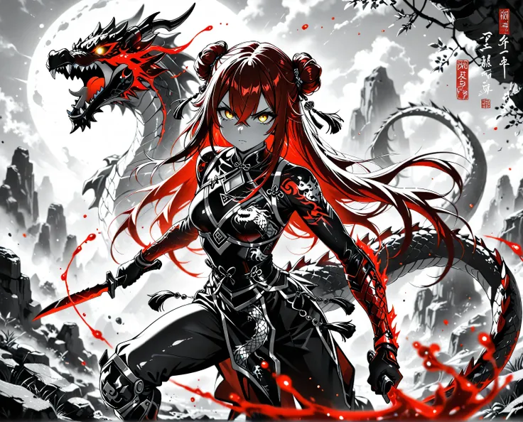 (Masterpiece), (best quality), (expressive eyes), (perfect face), (8k), (extreme detail), (illustration), (absurdres), (highres), (ultra detailed),1 girl , golden eyes , very long hair , long sidelocks, red hair , petite , very cute , beautiful ,Straight h...