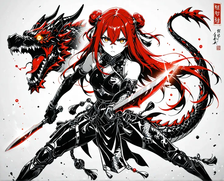 (Masterpiece), (best quality), (expressive eyes), (perfect face), (8k), (extreme detail), (illustration), (absurdres), (highres), (ultra detailed),1 girl , golden eyes , very long hair , long sidelocks, red hair , petite , very cute , beautiful ,Straight h...