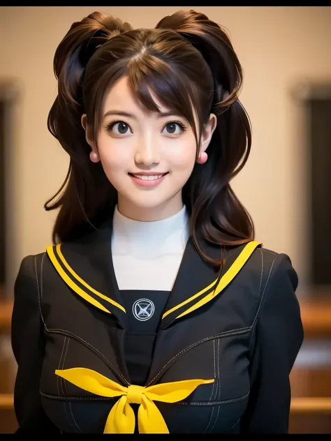 Kujikawarise, kujikawadef, twintails, ((school uniform, black serafuku)), long sleeves, skirt, thighhighs, jewelry, earrings,
1girl, solo, cute Japanese girl, hightschool girl, (smile:1.3), natural makeup, highlighting her clear skin and subtle eye shadow,...