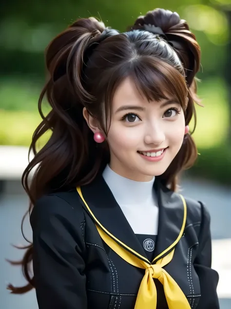 Kujikawarise, kujikawadef, twintails, ((school uniform, black serafuku)), long sleeves, skirt, thighhighs, jewelry, earrings,
1girl, solo, cute Japanese girl, hightschool girl, (smile:1.3), natural makeup, highlighting her clear skin and subtle eye shadow,...