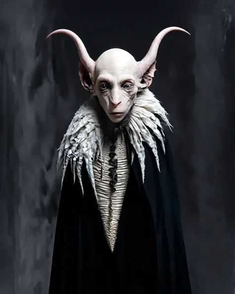 Hyperrealistic Nosferatu inspired, photography, trendy close up, Making an impossible move, perspective, dark background, strange, dead animals in a Gothic castle, leather, extreme and sinister fetish, straps and zippers, fetishist, sadomasochism, Extremel...