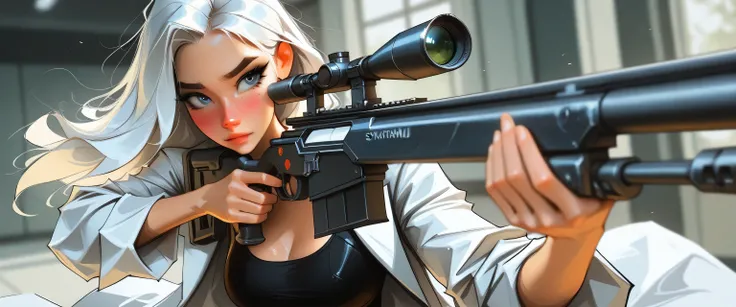 Eva Elfie, masterpiece, best quality, very aesthetic, movie quality, depth of field, soft saturation, focused subject, ,official style, shiny skin,1girl, long hair, long white hair, pastel blue eyes, big eyes, sharp eyeliner, e-girl, slender body, , ,, med...