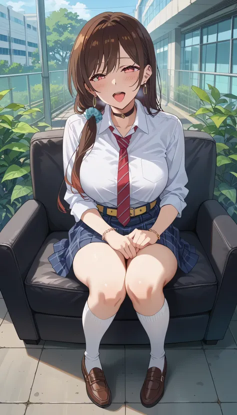 ( full body shot ), ((( front view))), , (boy with visible ribs), girls on the left, fit girl, chizuru ichinose,, long hair, bangs, earrings, ear piercing, source_anime, masterpiece,Highest quality, huge chest, Fancy fixes,1人の girls on the left, jewelry, t...