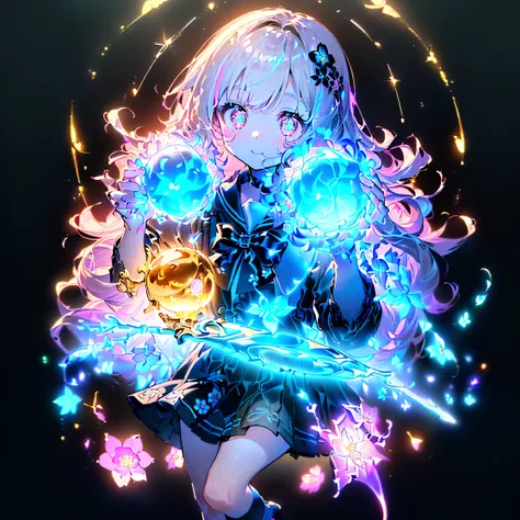 1girl,(((pretty face、face)))、(((best details、Best Composition、top quality、highest masterpiece、Super Detailed、High precision in selection、CG、HHD、32K)))、(((seven translucent hair colors)))、(((unique and only cute long hairstyle)))、(((Simple Black Background)...