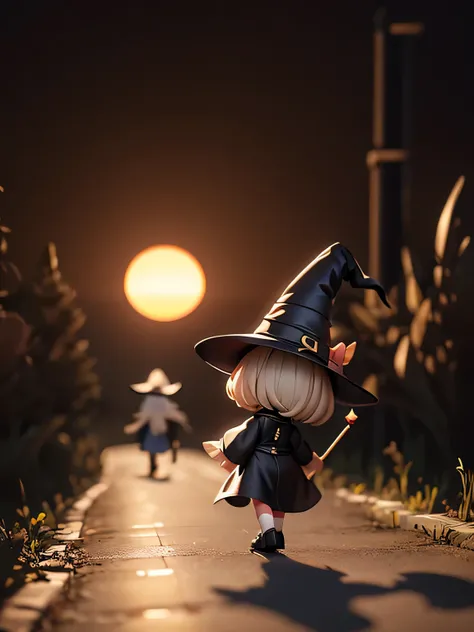 /*The Retired Wizard*/(((A cute wizard who decided to retire:1.3))),(((Witch Outfit 1.3))),(((Walking towards the sunset))),(((Rear View That Makes You Feel Melancholy))),(((Big Boston bag),low angle,(motion blur effect that projects the target three-dimen...
