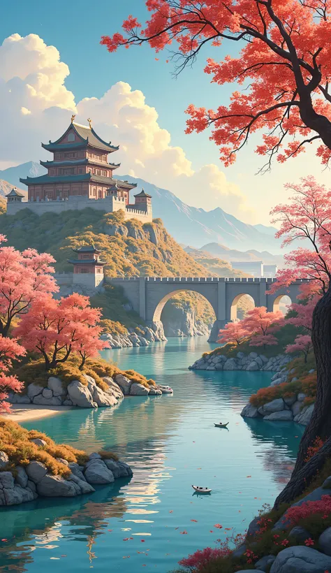 High Definition Images、City by the Yellow River、ロス・トランの写真です♪絵のように美しい背景、Very detailed view of Xi'an city walls and cityscape、digital painting、cyberpunk、HD background is an ancient castle、China's Dream City、非常に詳細なdigital painting、in front of the gate、Detaile...
