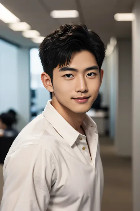  male、Japanese、handsome、macho、about office workers、short hair、Smile Yan